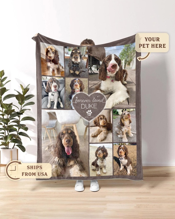 Custom Pet Memorial Blanket Using Pet Photos with Text, Personalized Pet Remembrance Blanket Gift, Dog Memorial Blanket, Pet Memorial Gift