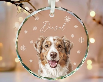 Custom Pet Portrait Ornament, Ceramic Dog Memorial Gift, Pet Photo Keepsake