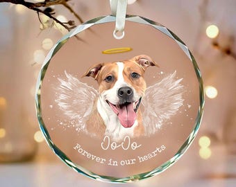 Personalized Watercolor Photo Pet Ornament, Custom Pet Portrait Ornament, Custom Memorial Dog Ornament, Pet Memorial Gift