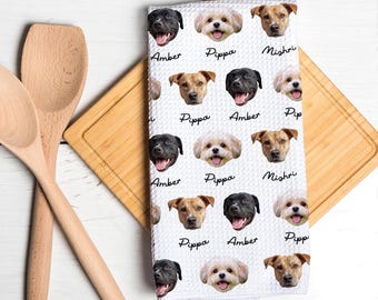 Personalized Kitchen Towel With Pet Photo & Name, Custom Dog Cat Tea Towel, Dog Mom Gift, Custom Pet Lover Gift