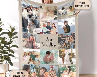 Custom Picture Blanket,Custom photo gifts, family blanket, anniversary blanket,picture collage blanket,Custom Photo Collage Gift for Grandma