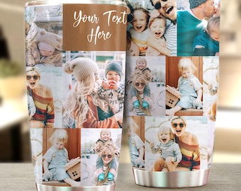 Photo Collage Tumbler, Custom Picture Family Birthday Anniversary Wedding Engaged For Mom Dad Grandparents, Special Memory, Christmas Gift