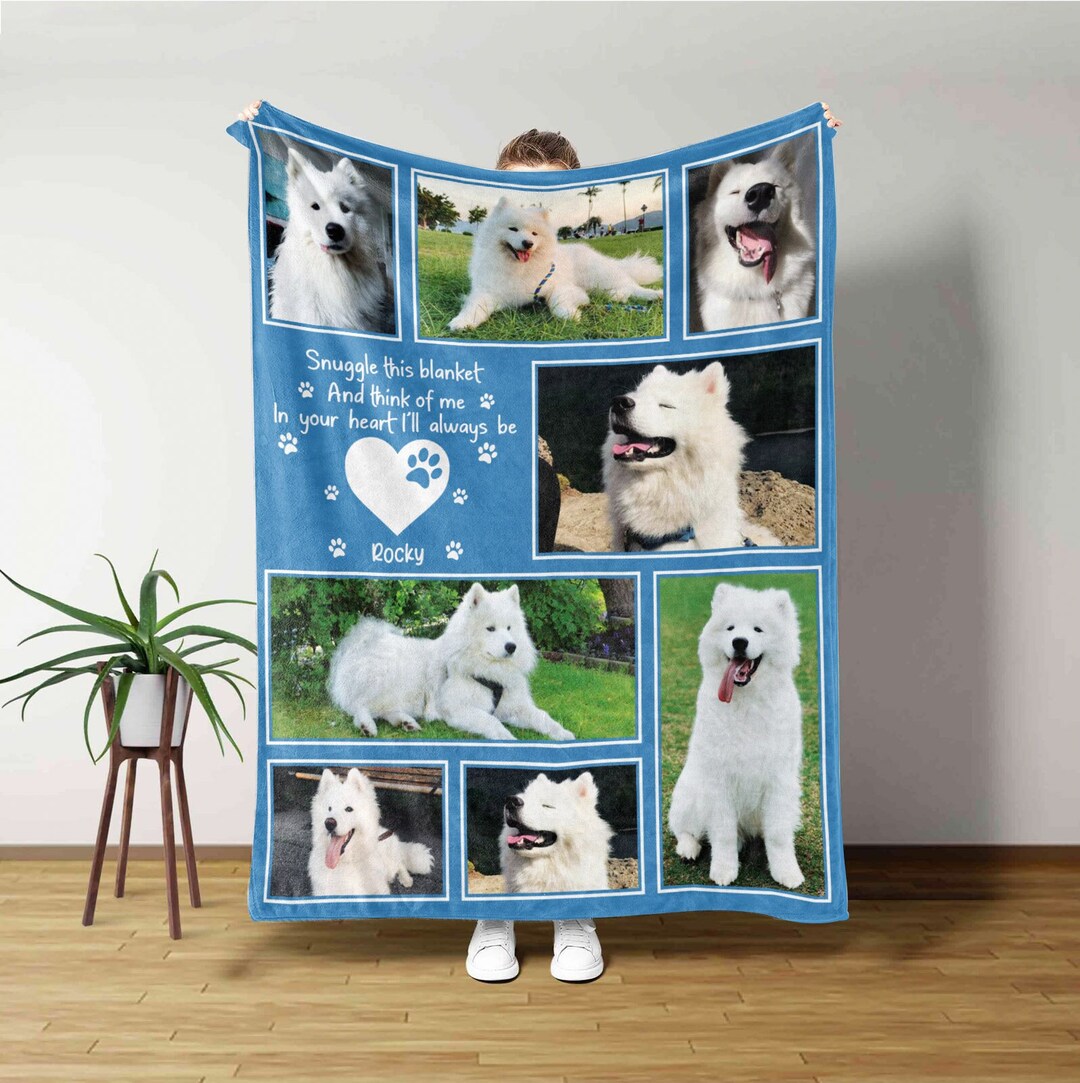 Custom Dog Cat Photo Blanket Collage, Memorial Gift for Dog Cat Lover ...