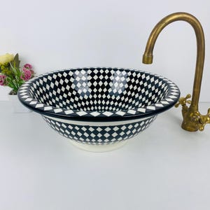 Black & white sink - Bathroom Vanity Centerpiece basin bowl, Eco-Friendly washbasin, vanity drop-in or undermounted sink