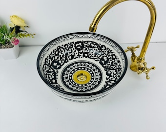 Moroccan ceramic sink - Bathroom & Vanity sink - Basin handmade and Hand-Painted - Home décor Art Bathroom - Many Colours Tailored Sizes