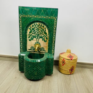 Personalized Mosaic Tile Fountain Moorish Tile Fountain Artwork Brass plated Fountain Fountain for Outdoor Indoor image 2