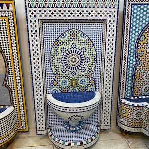 Garden Fountain mosaic , Moroccan Mosaic Tile Fountain , Vertical Garden Mosaic Fountain , Wall mosaic fountain , Garden and Indoor Decor .