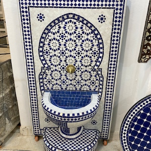 Garden Fountain mosaic , Moroccan Mosaic Tile Fountain , Vertical Garden Mosaic Fountain , Wall mosaic fountain , Garden and Indoor Decor .