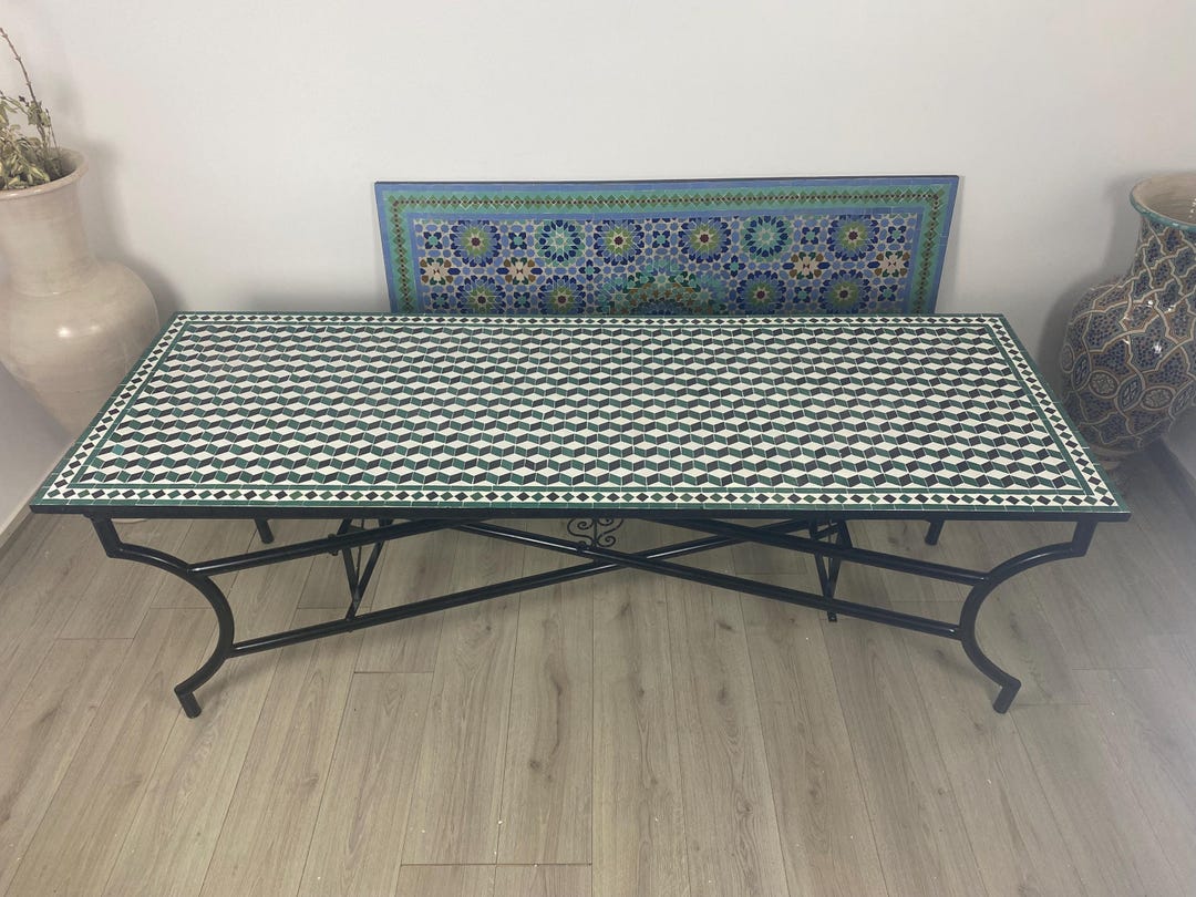 Amazing Large Dining Table Moorish Handcrafted Rectangular Mosaic Table ...