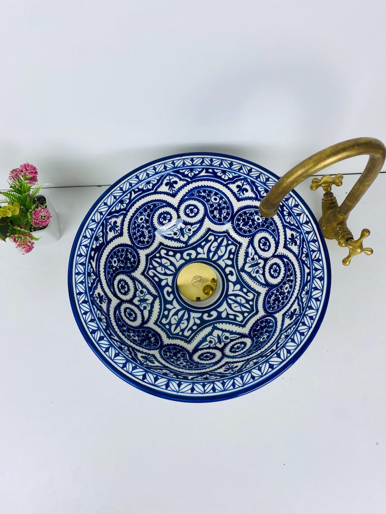 Raw Ceramic Blue Sink, Vanity Bathroom Basin Bowl 100 Handcrafted