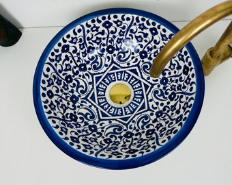 Moroccan ceramic sink - Bathroom & Kitchen sink - Basin handmade and Hand-Painted - Home decor Art Bathroom