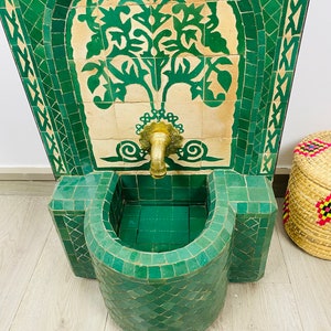 Personalized Mosaic Tile Fountain Moorish Tile Fountain Artwork Brass plated Fountain Fountain for Outdoor Indoor image 6