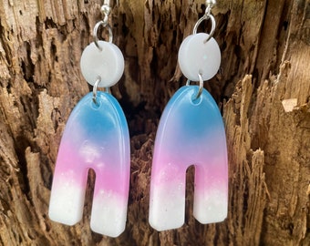 Bubblegum earrings, fairy u-shaped galaxy colored earrings, bride earrings, barbie earrings