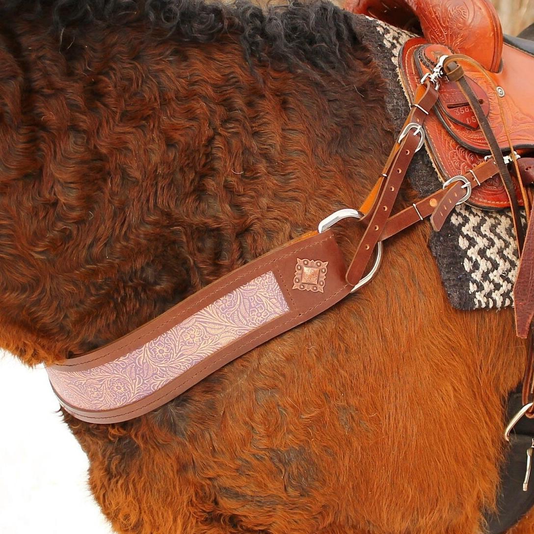 Tough 1 Basket Stamped Cowhide Curved Breastcollar For Horses – Premium Leather, Fully Adjustable, Stainless Steel Hardware