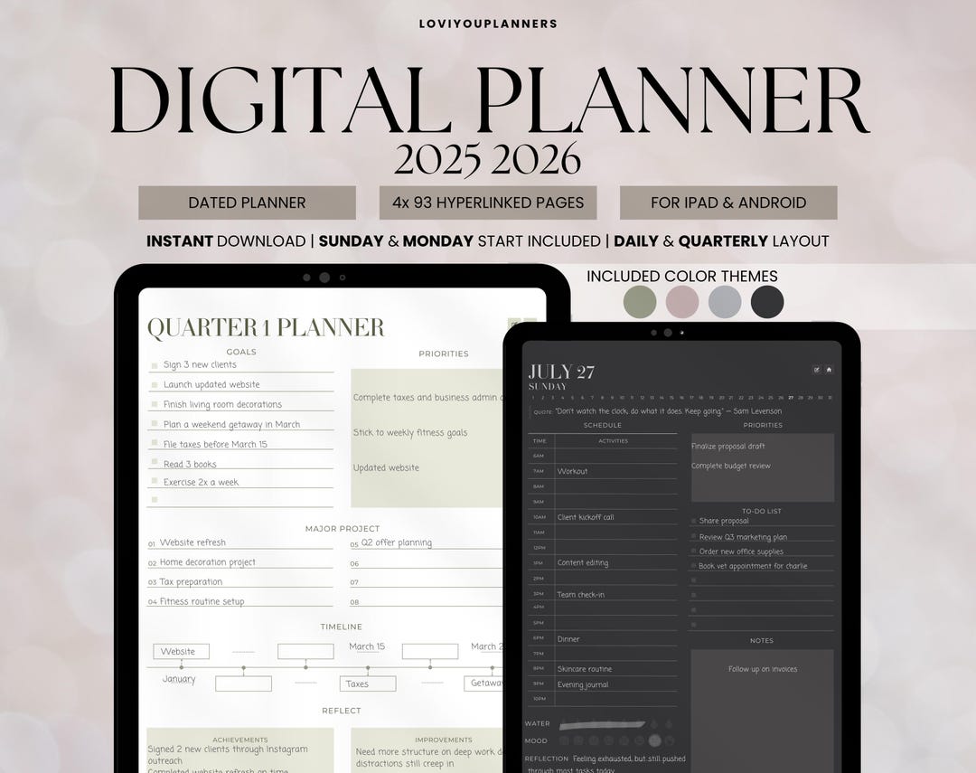 Digital Planner 2025 2026, Goodnotes Notability Android iPad Compatible ...