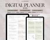 Digital Planner 2025, Goodnotes Notability Android iPad Compatible, 2025 Digital Planner Weekly Layout, Weekly Monthly Hyperlinked Planner
