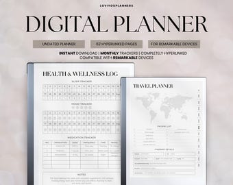 Planner digitale per modelli Remarkable 2/PRO, planner di produttività con collegamenti ipertestuali per portare la tua salute, le tue finanze e i tuoi progetti a un livello superiore