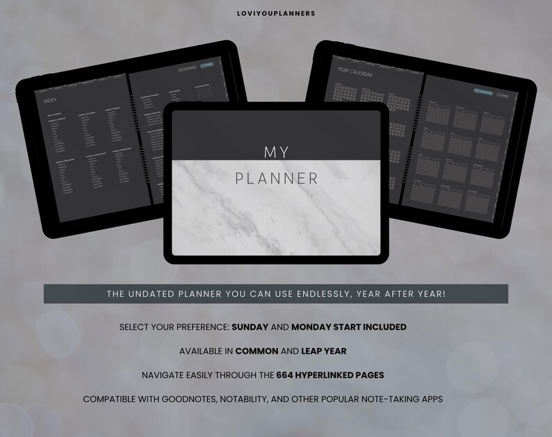 Digital Planner Undated, Goodnotes Notability Android iPad Compatible ...