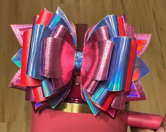 Berry hot pink and purple iridescent tumbler bow