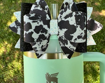 Realistic Cow print Stanley Tumbler Bow