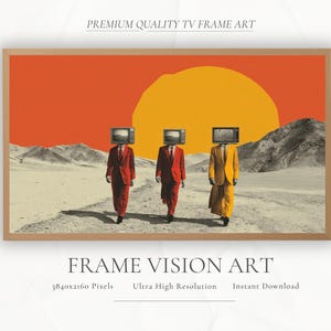 Retro TV Head Digital Art • Bright Bold Surrealism Print for Samsung Frame TV • Sci-Fi Wall Art • Vintage Futurism TV Art Digital Download