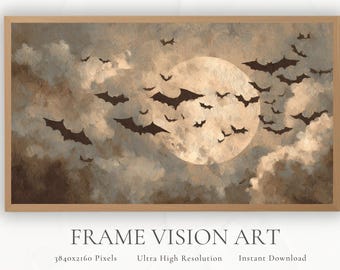 Halloween Frame TV Art • Full Moon, Bats (Digital Download)