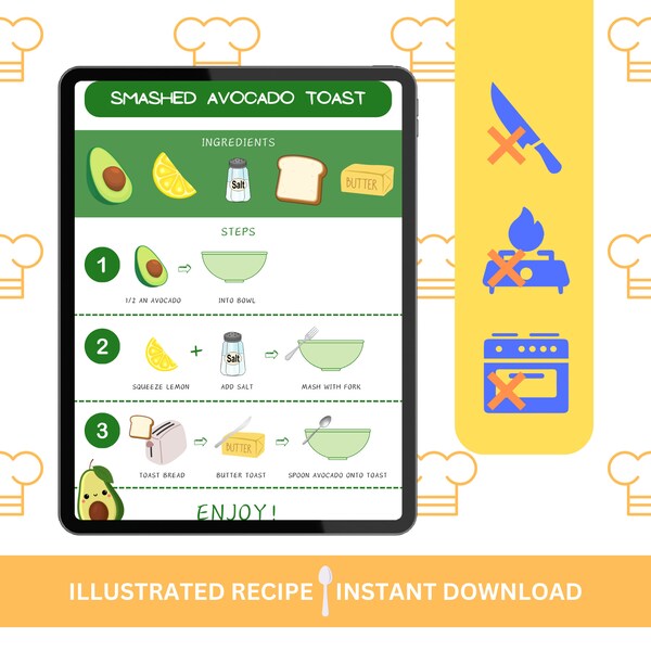 Kids Recipe Card, Interactive Activity, Child Friendly Cooking, Clear Instructions, Digital Download