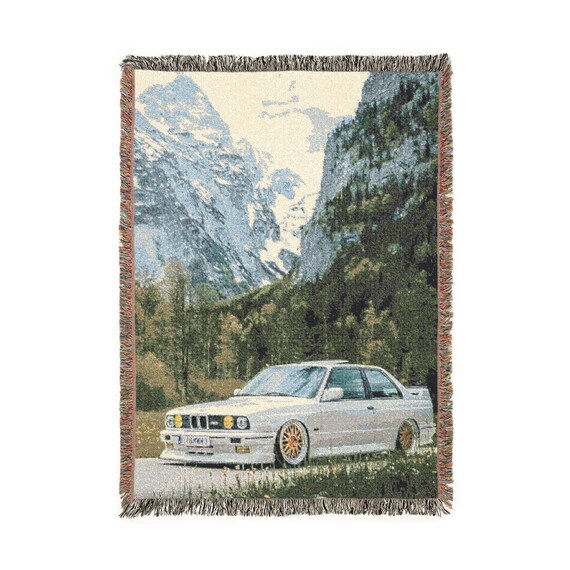 BMW E30 Tapestry Blanket,Vintage Car,Car Enthusiast Gift,Retro Vehicle Tapestry