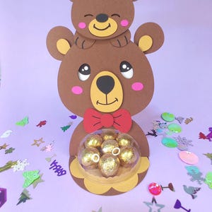 Porte-bonbons Papa Bear en forme de dôme pour la fête des Pères/fichier numérique SVG-DXF