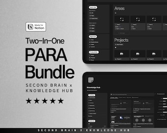 Second Brain, Knowledge Hub, Notion Bundle, PARA, Note Taking, Productivity Planner, Life Planner