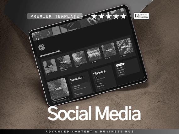 Notion Social Media Planner: Content Calendar, Business Hub (Digital Product)