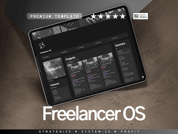 Freelancer Notion Template: CRM, Project & Business Planner Dark Mode