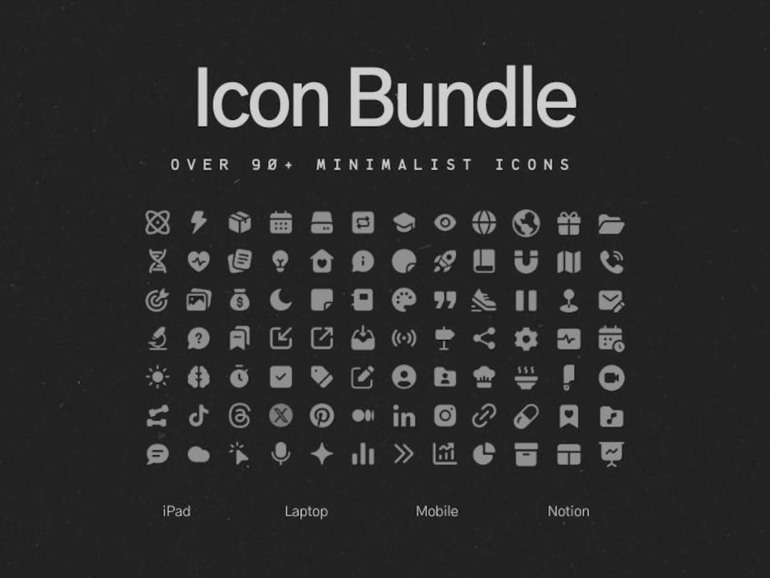 Icon Pack, Grey, 90+ Icons, Notion, Minimalist - Etsy