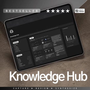 Personal Knowledge Manager Notion, Szablon do robienia notatek, Notion, Knowledge Hub Ultimate Notes, System robienia notatek, Research Hub, Study