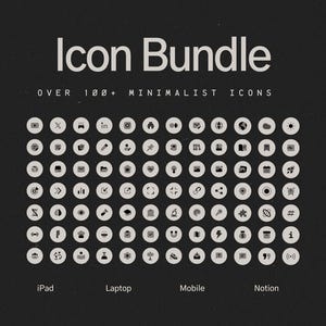 Paquete de iconos, beige, más de 100 iconos, Notion, minimalista