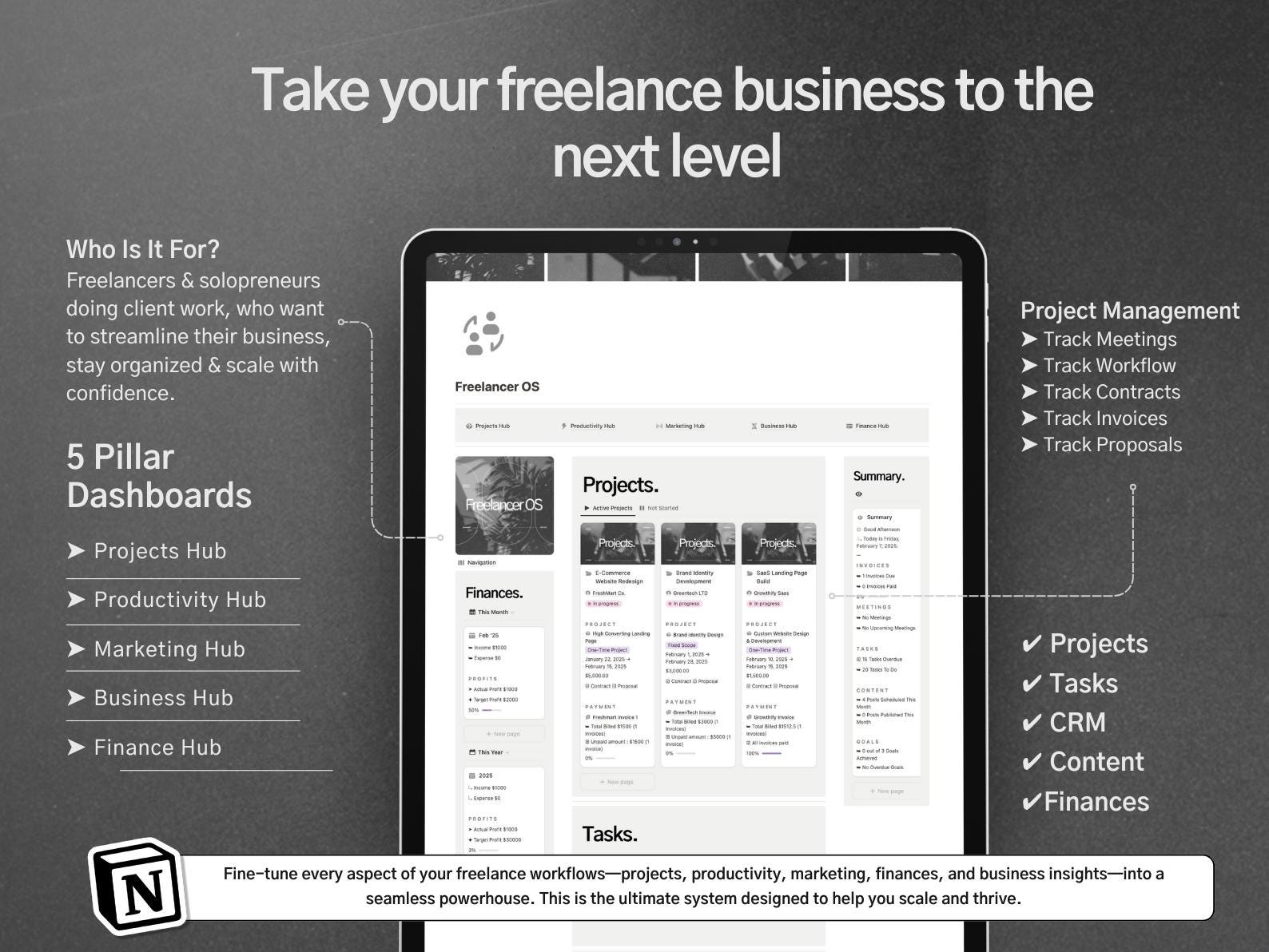 Freelancer Notion Template: CRM, Project & Business Planner - Etsy Canada