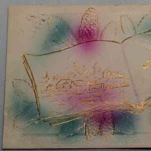 Vintage Christmas Postcard with 1 Cent Ben Franklin Stamp, 1910 Postmark, USA - Unique Holiday Greeting with Age-Related Damage