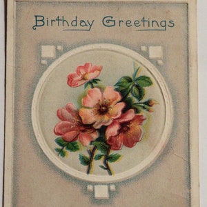 Carte postale vintage de voeux d'anniversaire avec timbre George Washington de 1 centime - Charme vieilli et écriture unique au dos