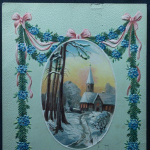Carte postale de Noël vintage du début des années 1900 - Salutations de Noël et nostalgie