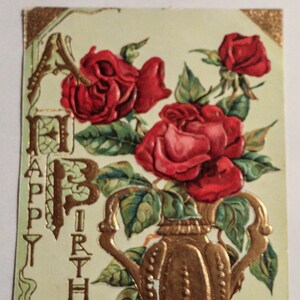 Encantadora postal vintage de cumpleaños de 1910: envejecida con amor y con mensaje original escrito a mano.