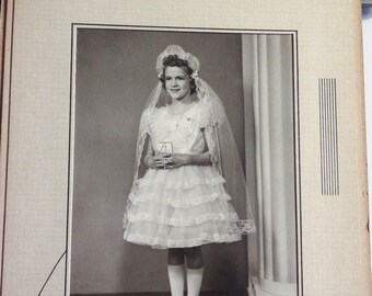 Vintage First Communion Photograph - Black and White Christian Keepsake