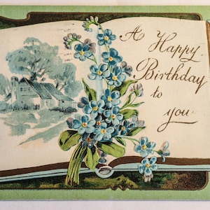 Collectible Vintage 1910 Birthday Postcard - Aged, Postmarked with Ben Franklin 1 Cent Stamp & Handwritten Message