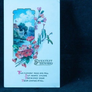 Charmante carte postale vintage avec des fleurs et des souhaits sincères