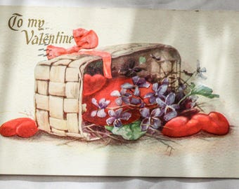 1911 Valentine's Day Postcard: Antique Ben Franklin Stamp, Handwritten Note