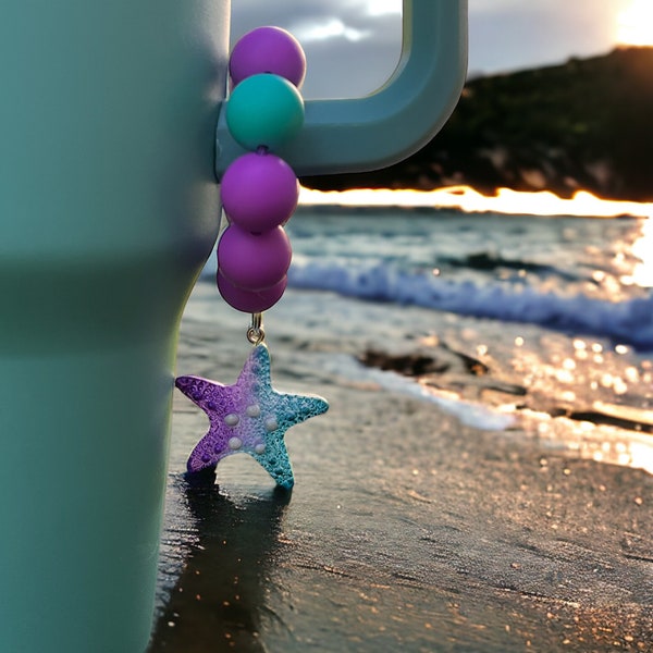 Purple and teal sea star tumbler/bag charm