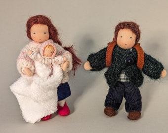 Family Thea & Anton. Flexible doll, dolls, Waldorf, toy, Waldorf doll, dollhouse, gift idea, natural materials, unique.