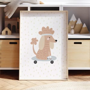 Skateboarding Poodle Nursery Art | Puppy Wall Print | Cute Dog Posters | Kids Dog Prints | Modern Kids Room Art | DIGITAL Download
