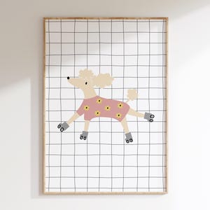 Poodle on Skates Nursery Art | Puppy Wall Print | Cute Dog Posters | Kids Dog Prints | Playful Puppy Art | Dog Lover Art | DIGITAL Download