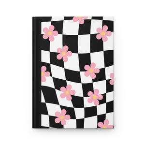 Black & White Floral Journal, Matte Hardcover Notebook for Writing, Sketching, Planning - Floral Print Journal, Monochrome Notebook,