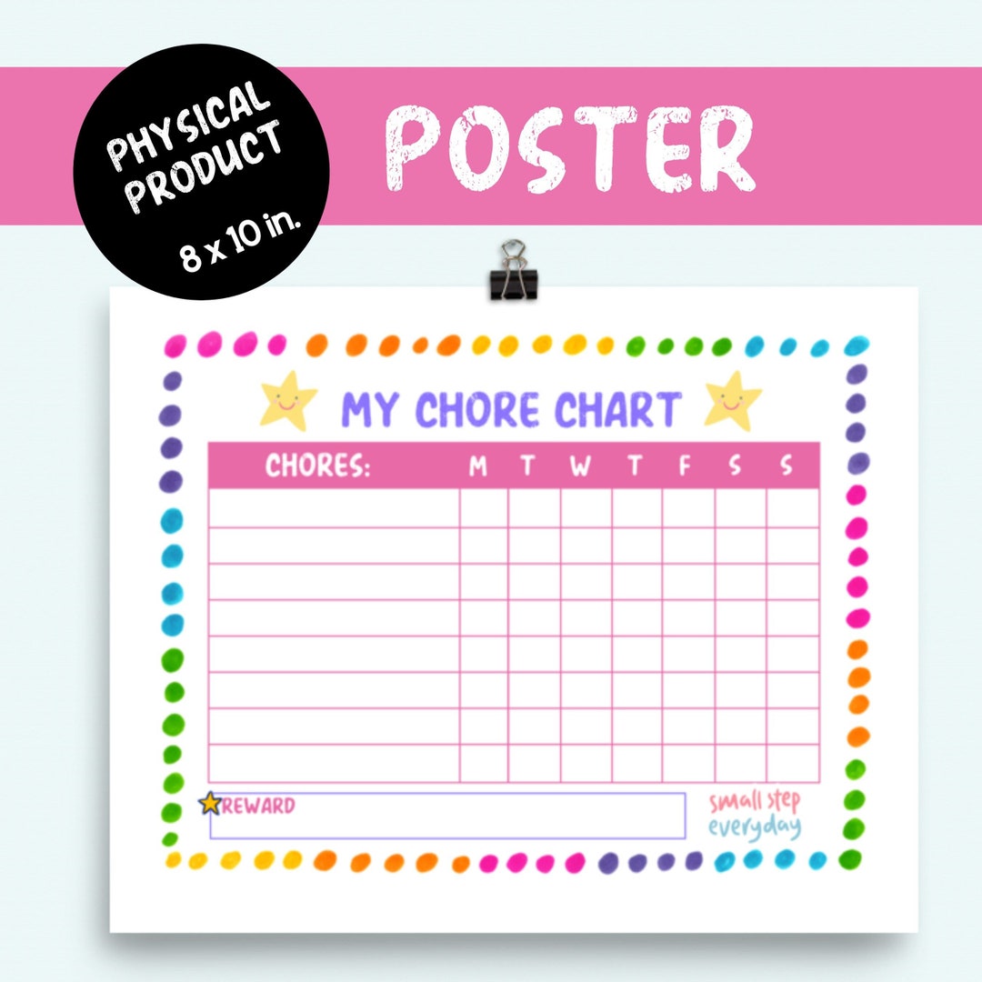 Kids Star Chore Chart Poster Reward Chart Responsibility Chart Chore ...